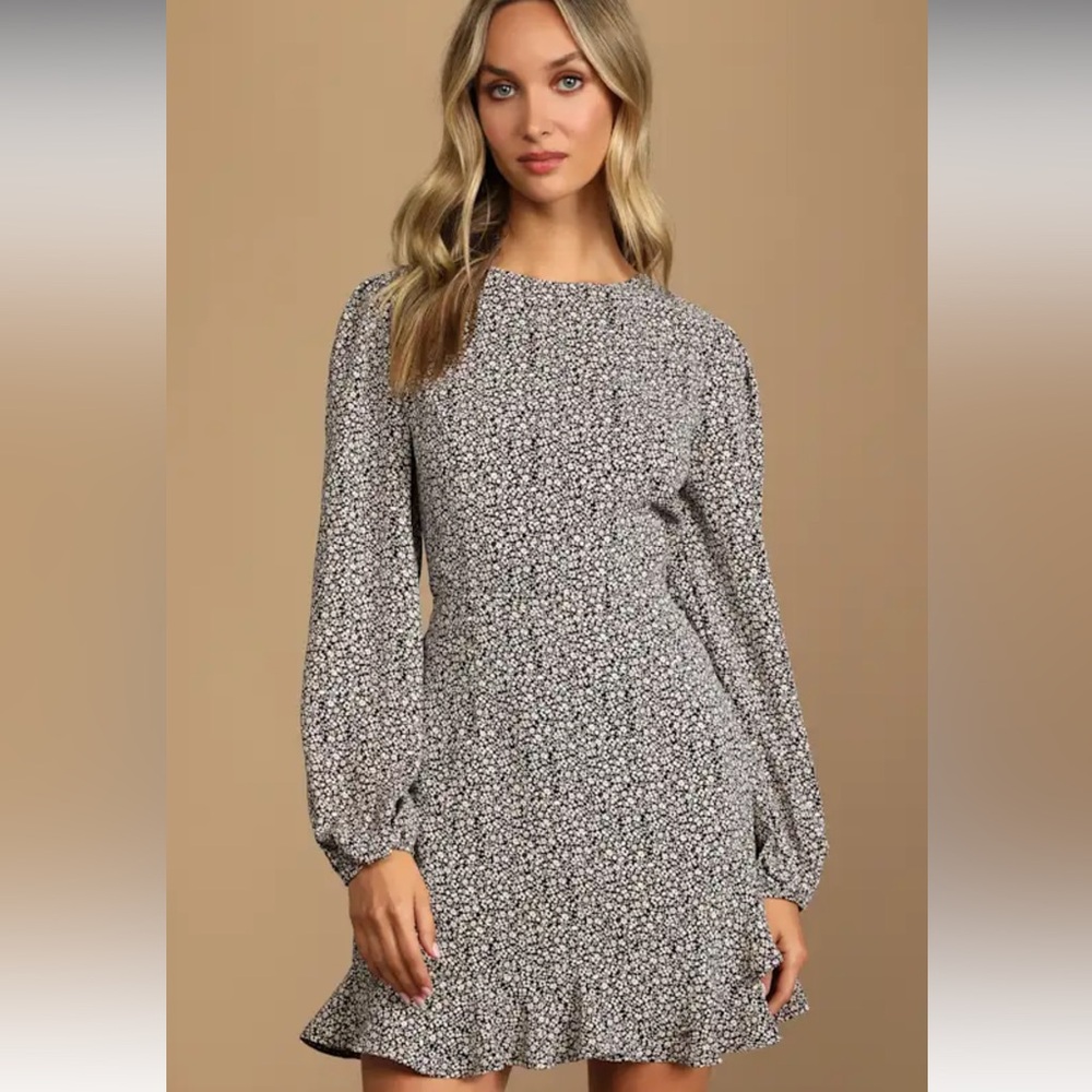 Lulus Black Floral Mini Dress
